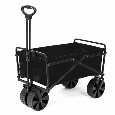 Seina Collapsible Steel Frame Folding Utility Beach Wagon Outdoor Cart, Black   